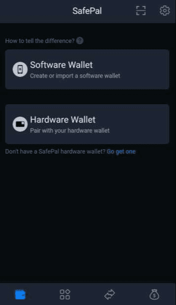 2 tùy chọn cài đặt ví phần mềm và ví phần cứng của SafePal
